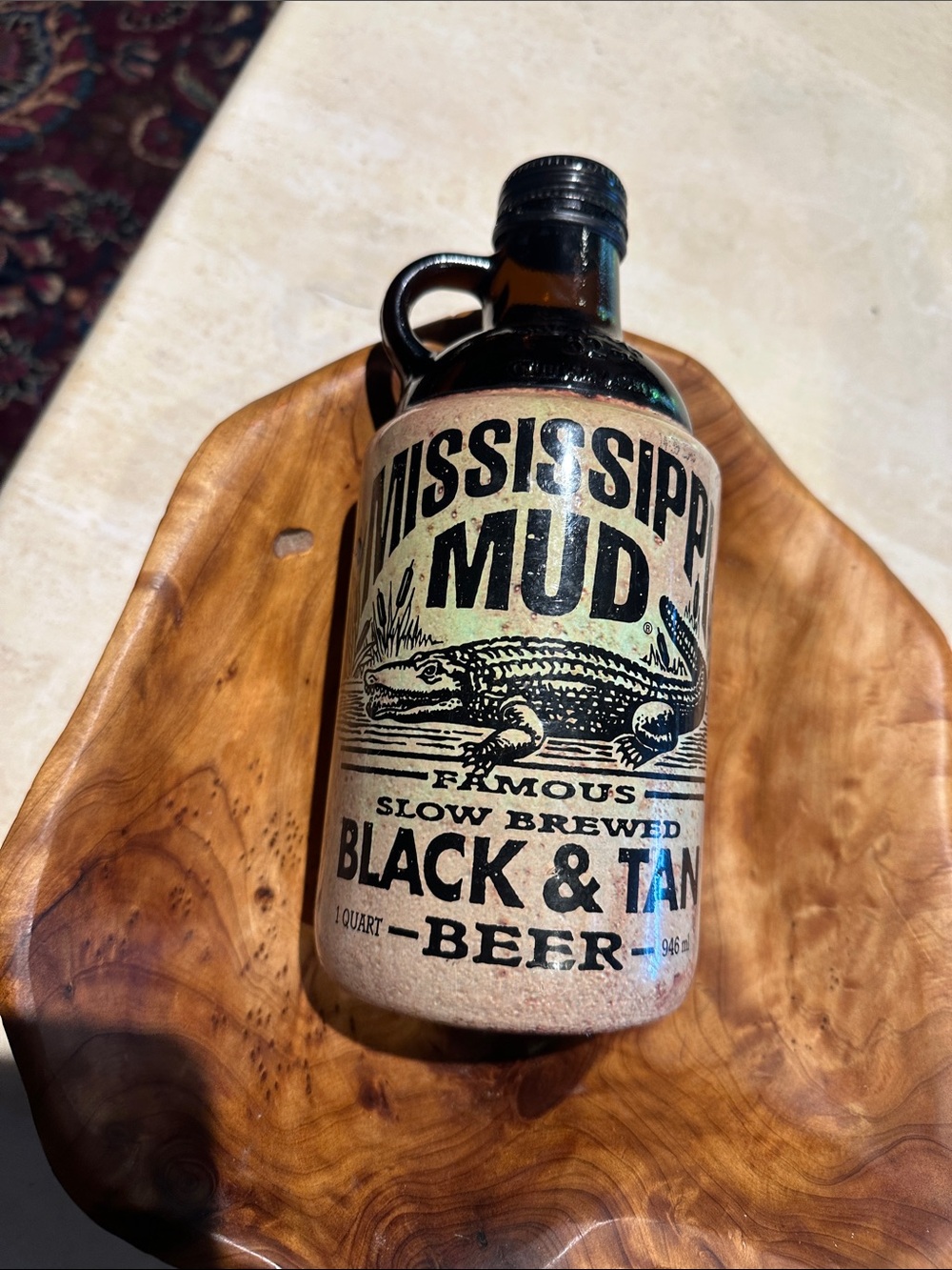 Black & Tan Decorative Growler Vase Mississippi bottle